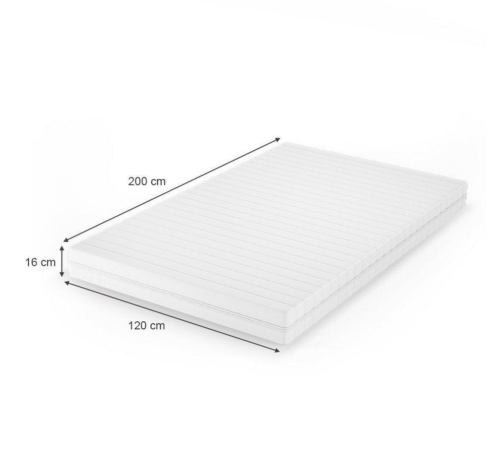 Kaltschaummatratze, Weiß, 120 x 200 cm H2 Härtegrad, 7Zonen, VitaliSpa®, 16 cm hoch – Bild 4 von 5