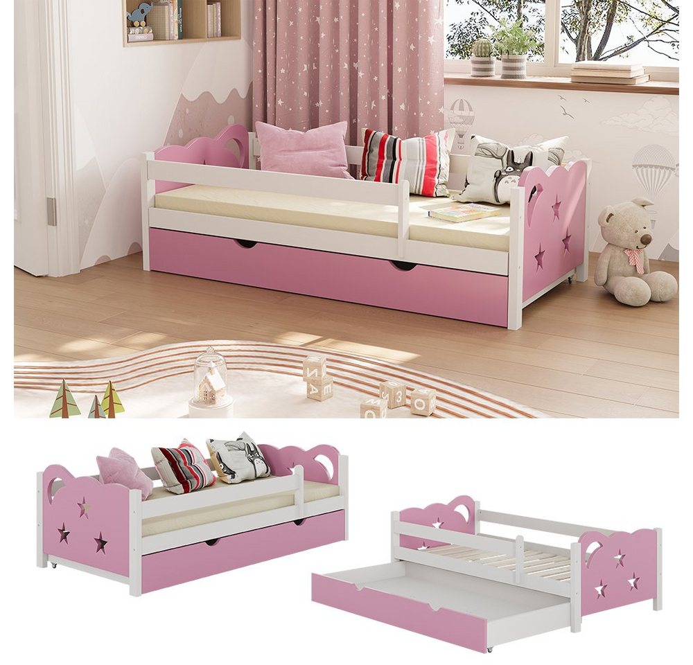 VitaliSpa® Kinderbett Jessica, Rosa/Weiß, 80x160 cm mit Schublade, ohne Matratze (2-tlg), Fade Resistant – Bild 2 von 5