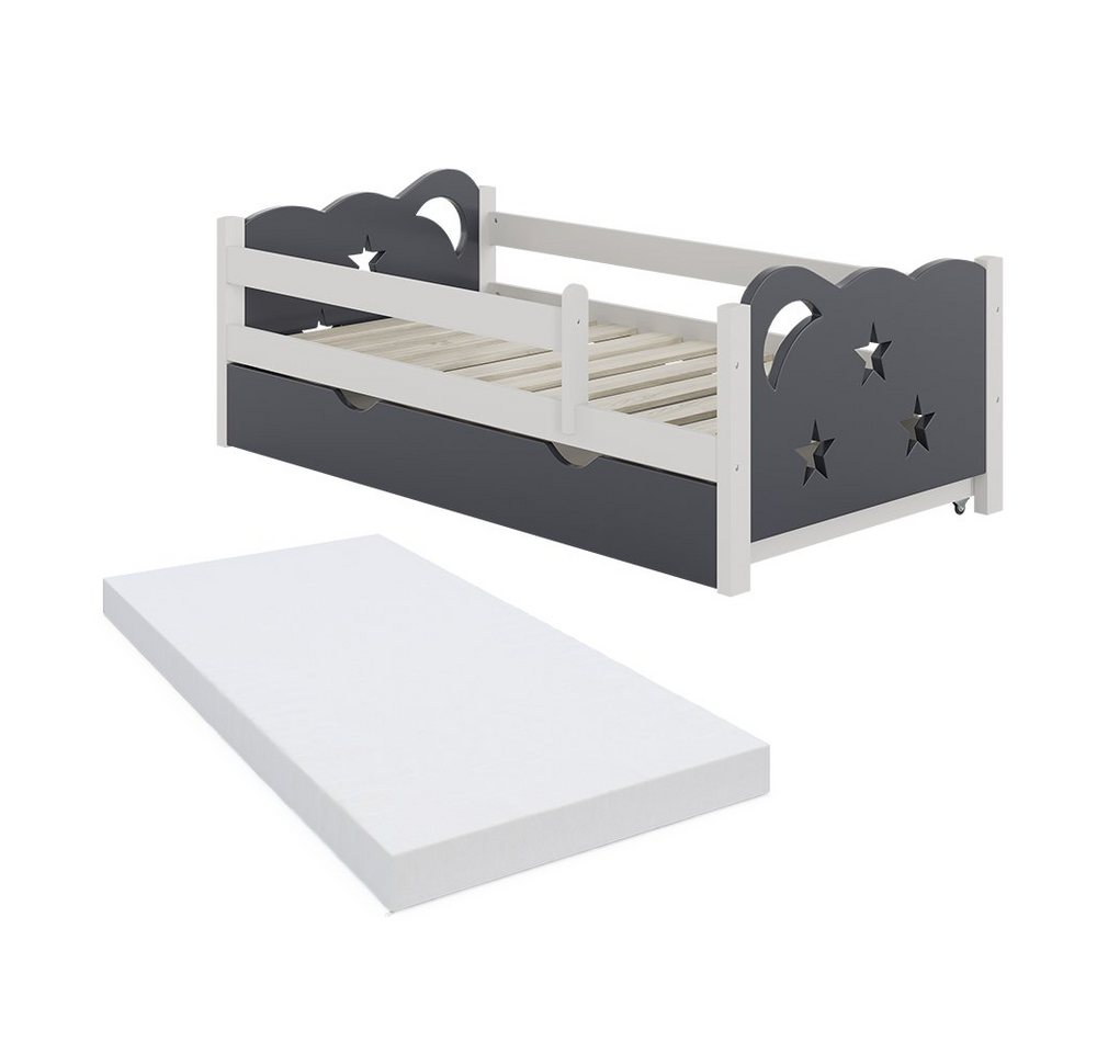 VitaliSpa® Kinderbett Jessica, Grau/Weiß, 70x140 cm mit Schublade und Matratze (3-tlg) – Bild 4 von 5