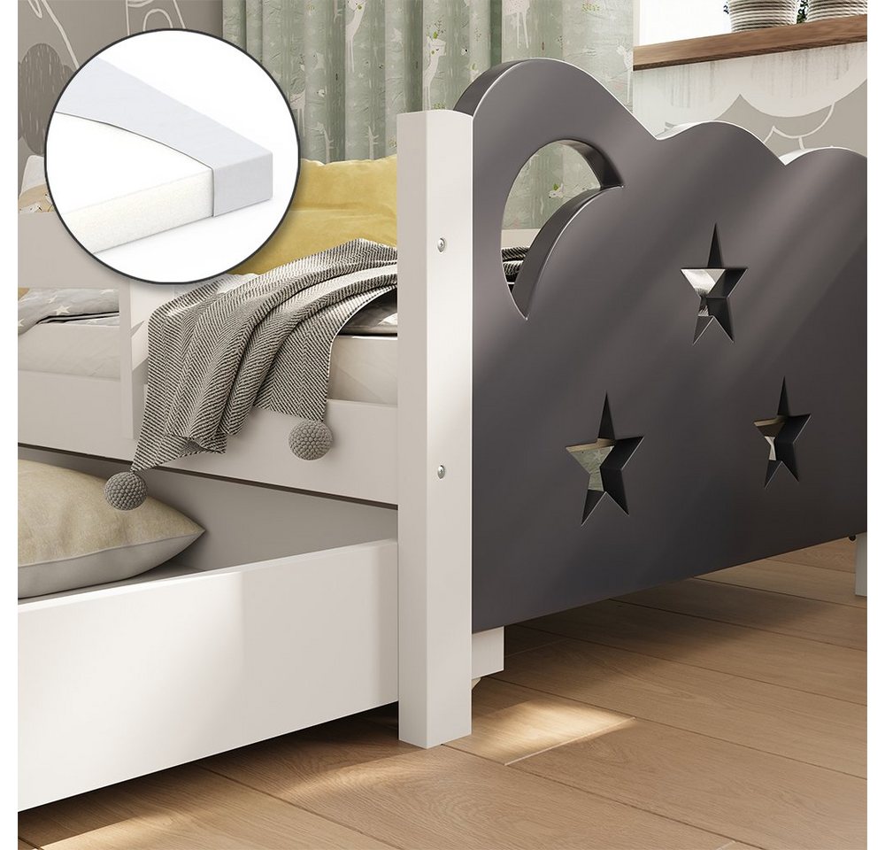 VitaliSpa® Kinderbett Jessica, Grau/Weiß, 70x140 cm mit Schublade und Matratze (3-tlg) – Bild 5 von 5