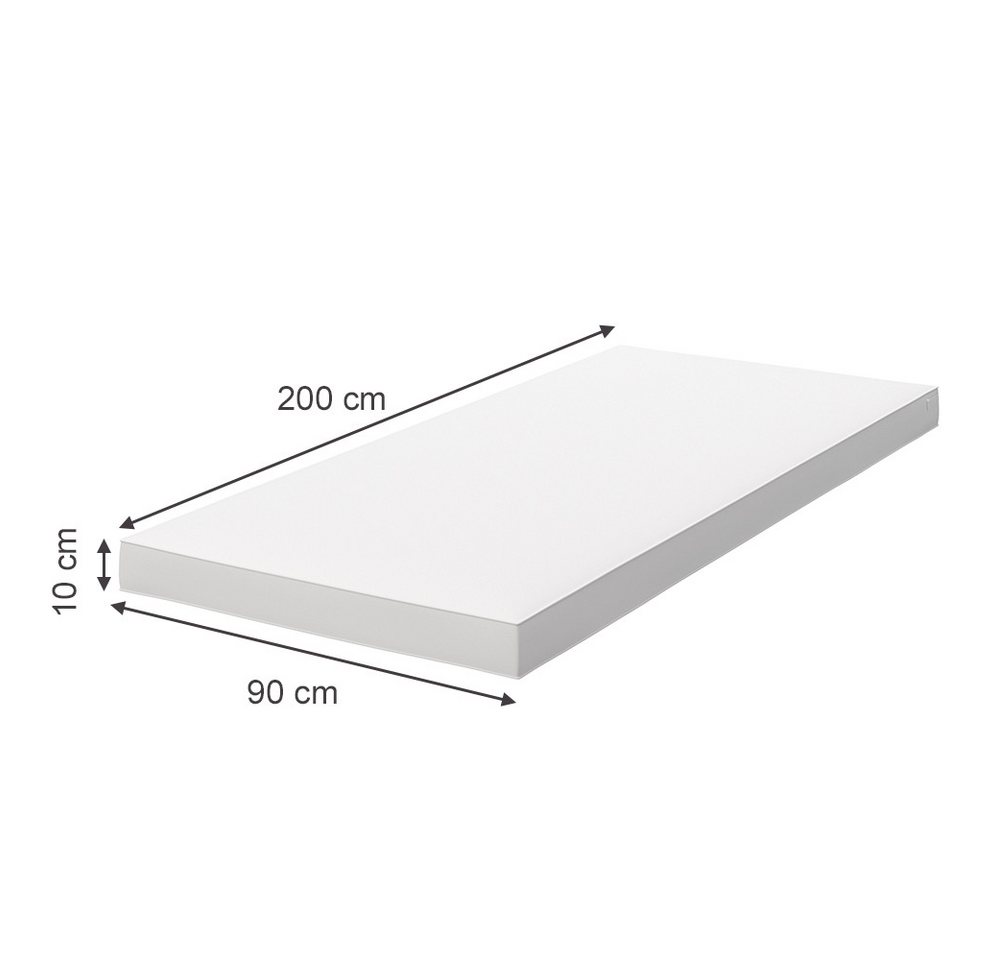 Kindermatratze, Weiß, 90 x 200 cm, VitaliSpa®, 10 cm hoch – Bild 4 von 5
