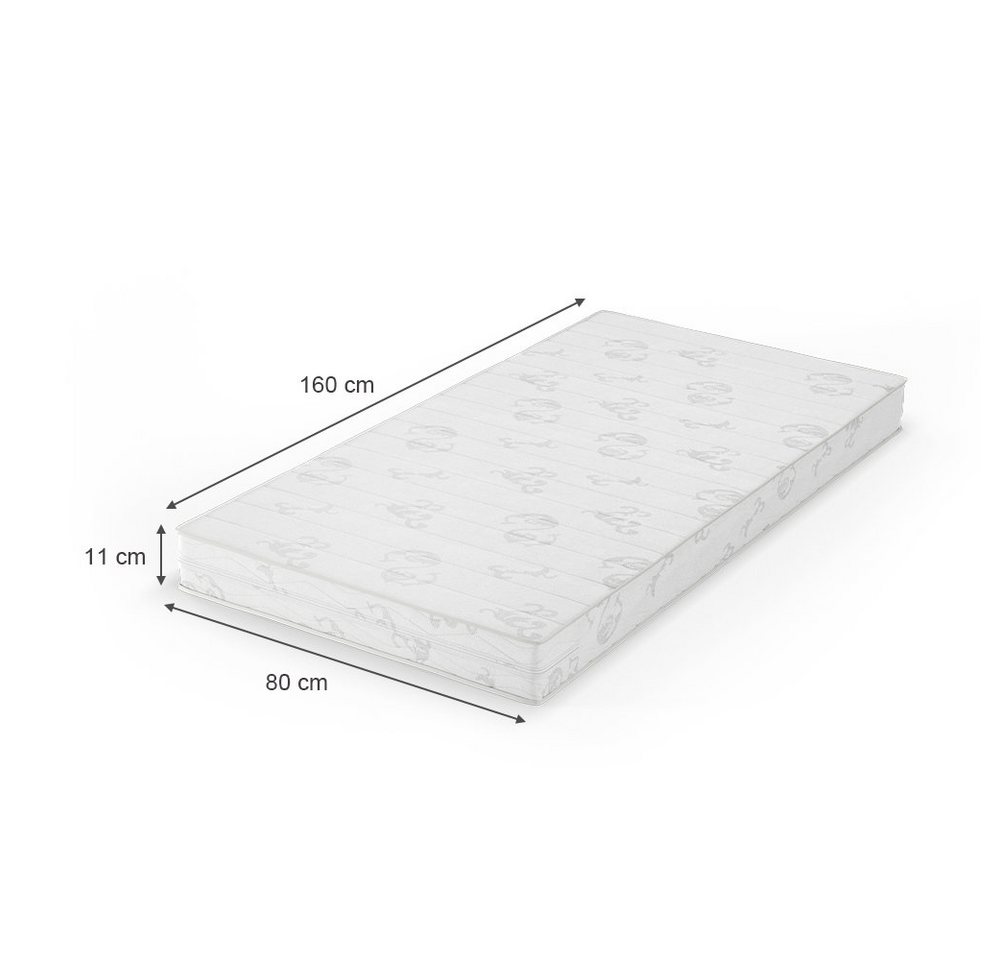 Kindermatratze, Weiß, 80 x 160 cm, VitaliSpa®, 11 cm hoch – Bild 4 von 5