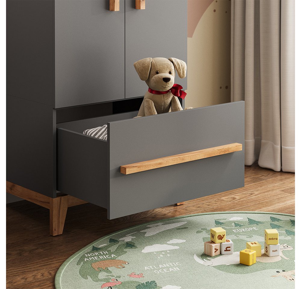 VitaliSpa® Kleiderschrank Malia, Grau/Artisan/Artisan, 70 x 186.8 cm (1-St) – Bild 4 von 5