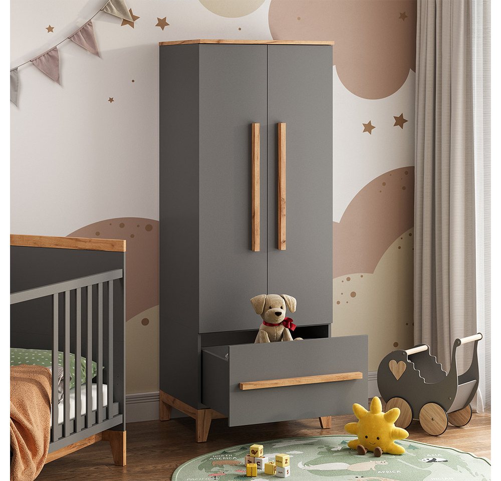 VitaliSpa® Kleiderschrank Malia, Grau/Artisan/Artisan, 70 x 186.8 cm (1-St) – Bild 5 von 5