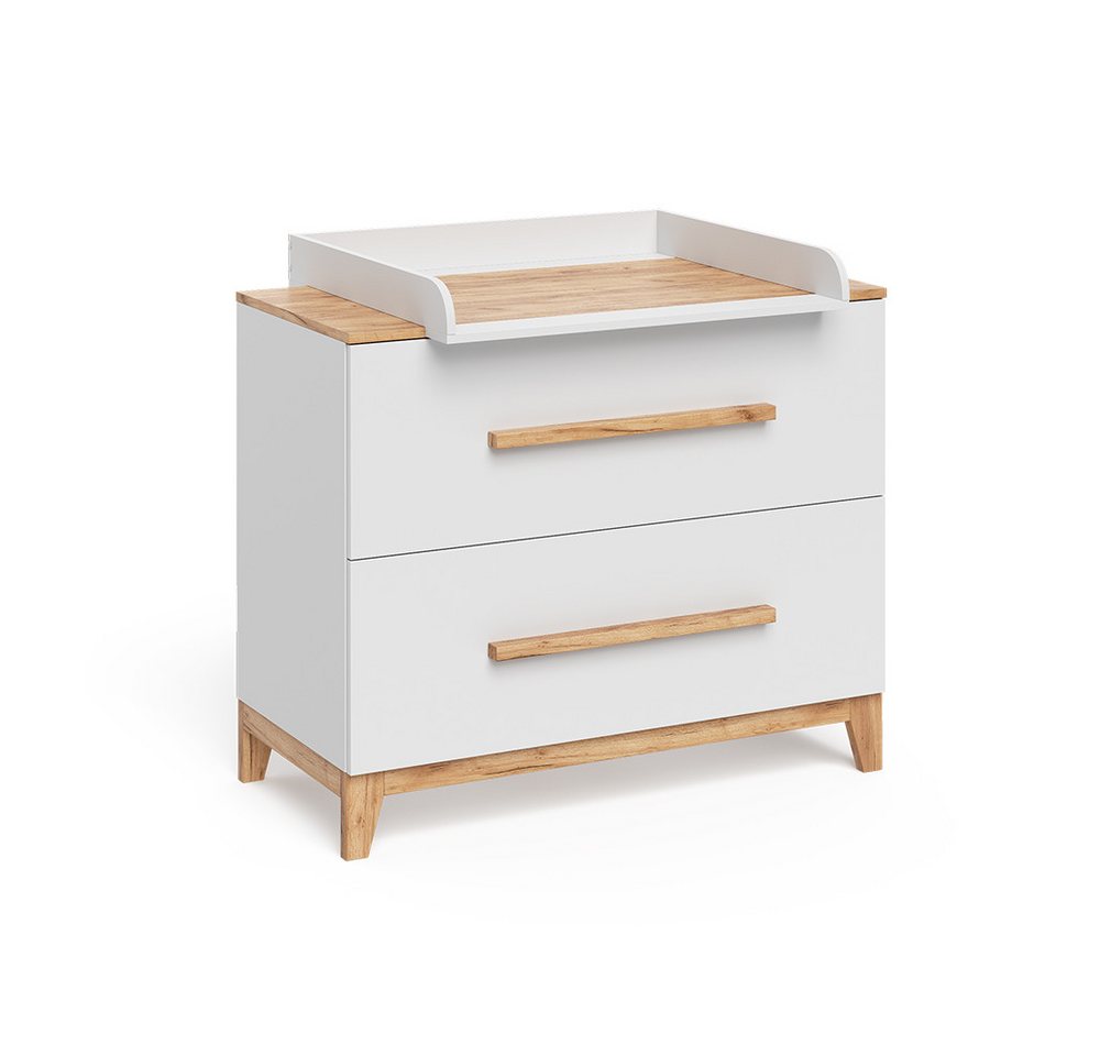VitaliSpa® Wickelkommode Malia, Weiß/Artisan/Artisan, 108 x 98 cm mit 2 Schubladen – Bild 3 von 5