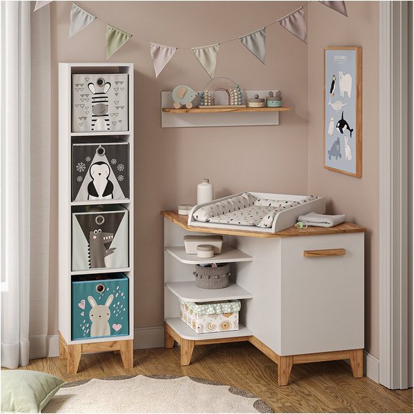 VitaliSpa® Wickelkommode Malia, Weiß/Artisan/Artisan, 85 x 85.2 cm mit Tür