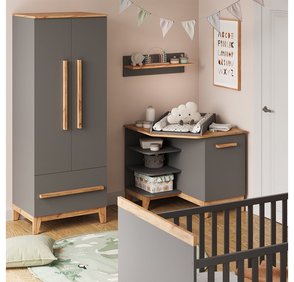VitaliSpa® Wickelkommode Malia, Grau/Artisan/Artisan, 85 x 85.2 cm mit Tür – Bild 5 von 5