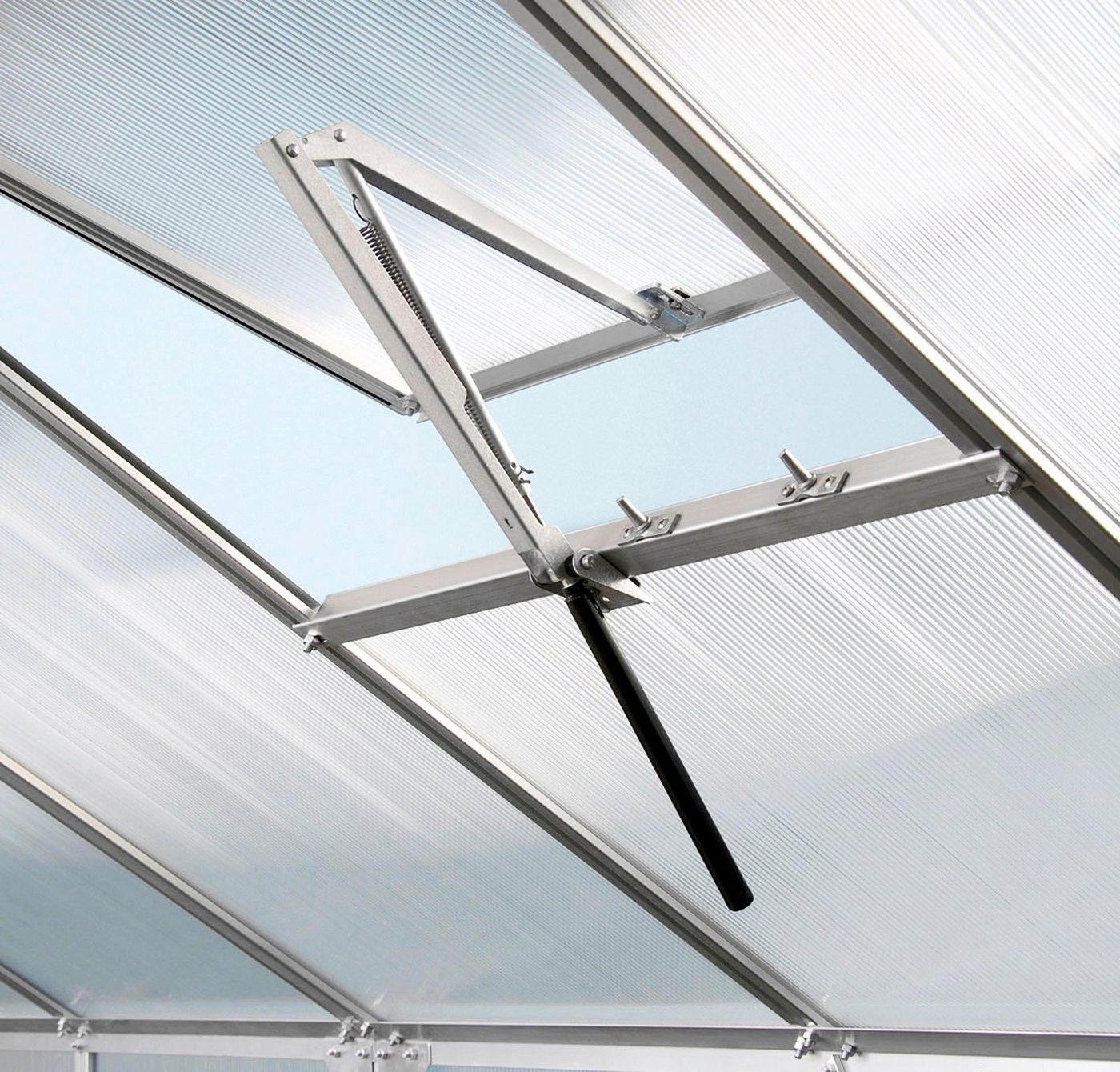 Vitavia Gewächshaus-Fensteröffner Thermovent, 7 kg max. Hebekraft, für Gewächshäuser, stromlos, silberfarben – Bild 3 von 3