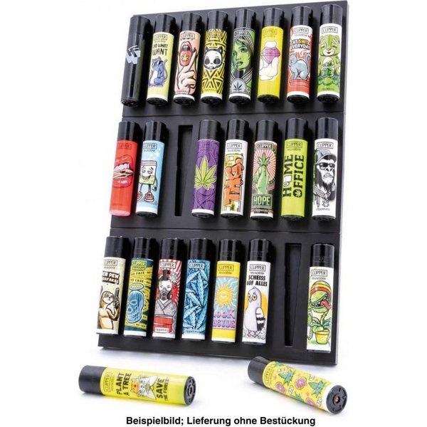 CLIPPER Vitrine Sammelboard für 8 oder 24 Clipper Feuerzeuge Aufsteller / Wandmontage (24-St)