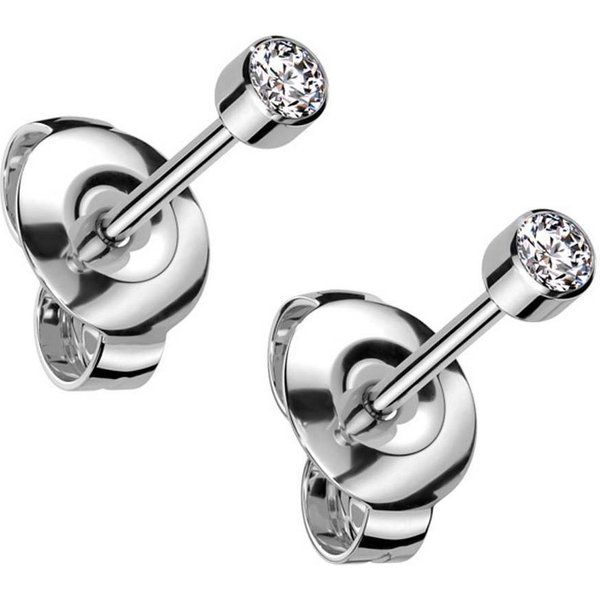 viva-adorno Paar Ohrstecker Titan Ohrstecker 3mm oder 5mm rund Zirkonia, Damen Mädchen Kristall Ohrringe