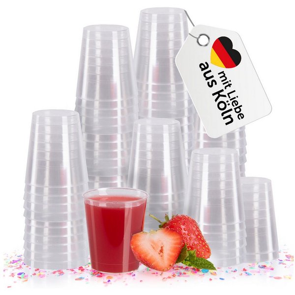 Vivaloo Schnapsglas Wiederverwendbare, 100-tlg., Kunststoff, 2cl mit Eichstrich / Spülmaschinengeeignet