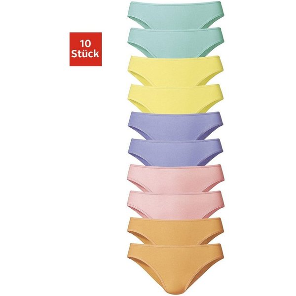 Vivance Bikinislip (Packung, 10-St) gestreift und unifarben, Baumwollmischung