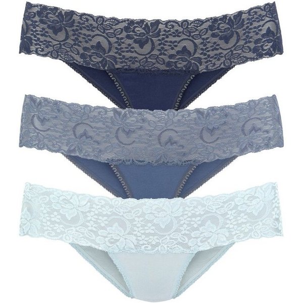 Vivance by Lascana Brasilslip (3er-Pack) aus elastischer Baumwolle mit floraler Spitze