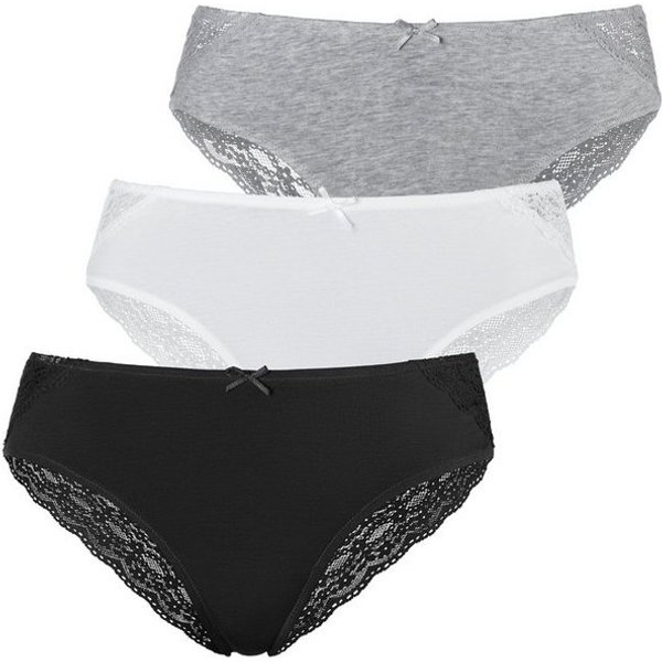 Vivance by Lascana Brasilslip (3er-Pack) aus elastischer Baumwolle mit breiter, floraler Spitze