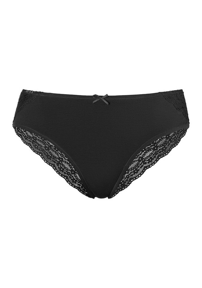Vivance by Lascana Brasilslip (3er-Pack) aus elastischer Baumwolle mit breiter, floraler Spitze – Bild 4 von 5