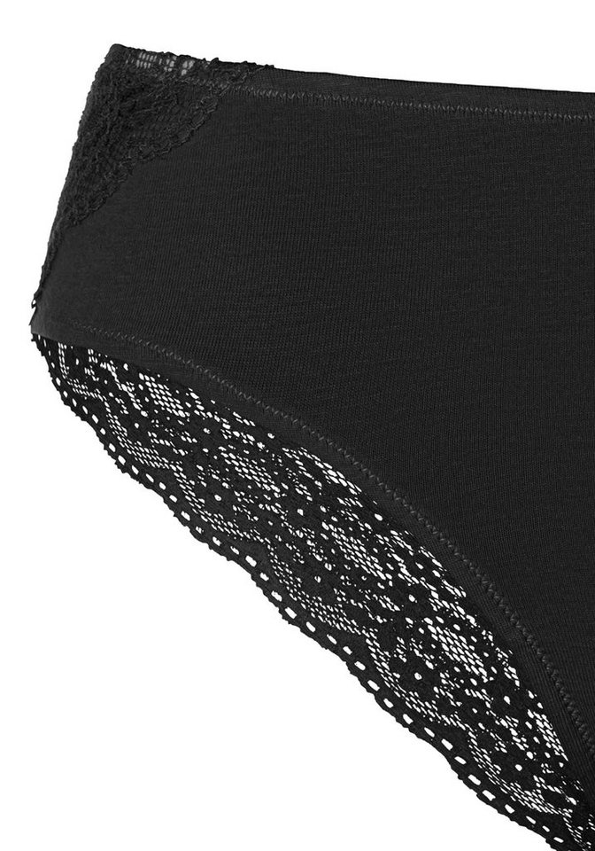 Vivance by Lascana Brasilslip (3er-Pack) aus elastischer Baumwolle mit breiter, floraler Spitze – Bild 5 von 5