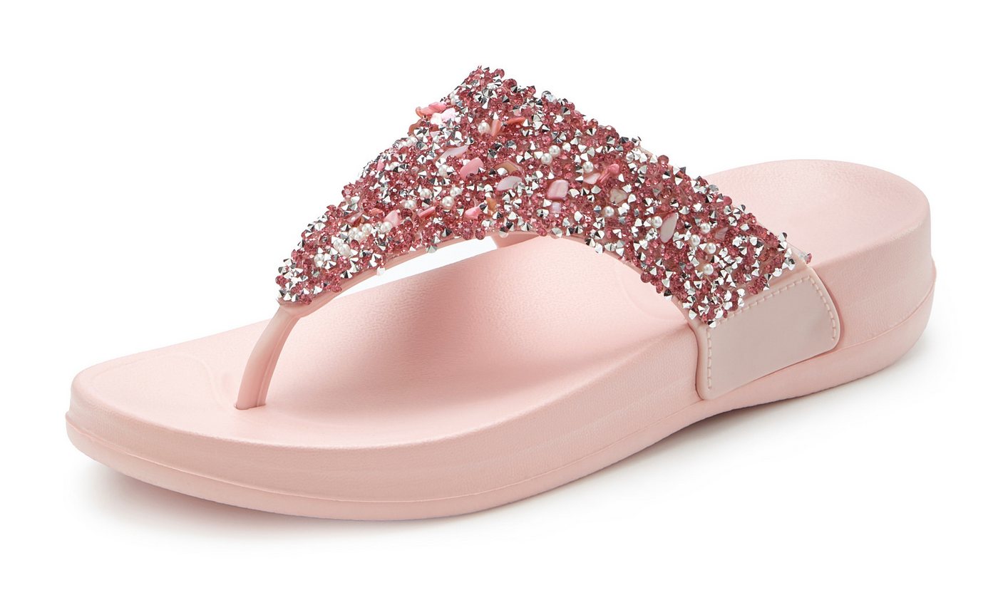 Vivance by Lascana Flip Flop, Badelatsche, Badeschuhe, Pantolette, Zehentrenner, Badezehentrenner NEU Sommerschuh mit modischem Glitzerdetail VEGAN – Bild 2 von 5