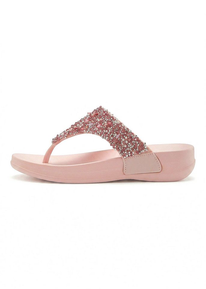 Vivance by Lascana Flip Flop, Badelatsche, Badeschuhe, Pantolette, Zehentrenner, Badezehentrenner NEU Sommerschuh mit modischem Glitzerdetail VEGAN – Bild 3 von 5