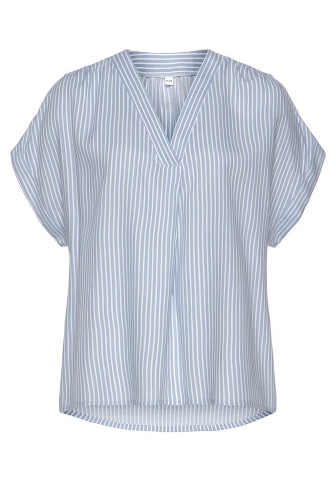 Vivance by Lascana Kurzarmbluse mit Streifendesign, V-Ausschnitt und lockere Passform Damenbluse mit kurzen Ärmeln, schlichtes Blusenshirt, Streifenbluse – Bild 2 von 5