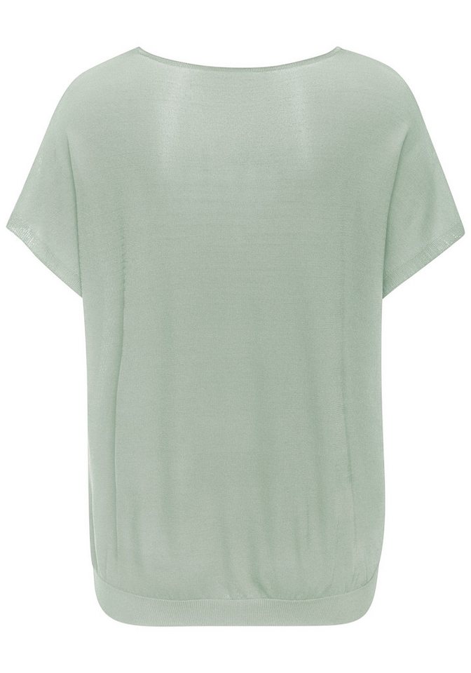 Vivance by Lascana Kurzarmpullover aus softer, leichter Feinstrickqualität lockeres Strickshirt, V-Ausschnitt-Pullover, leicht Oversize, Basic – Bild 3 von 5