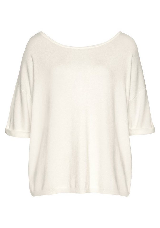 Vivance by Lascana Kurzarmpullover mit Knopfleiste, beidseitig tragbar Lässiger 3/4-Pullover, softe Feinstrickqualität, Strickshirt, casual – Bild 2 von 5