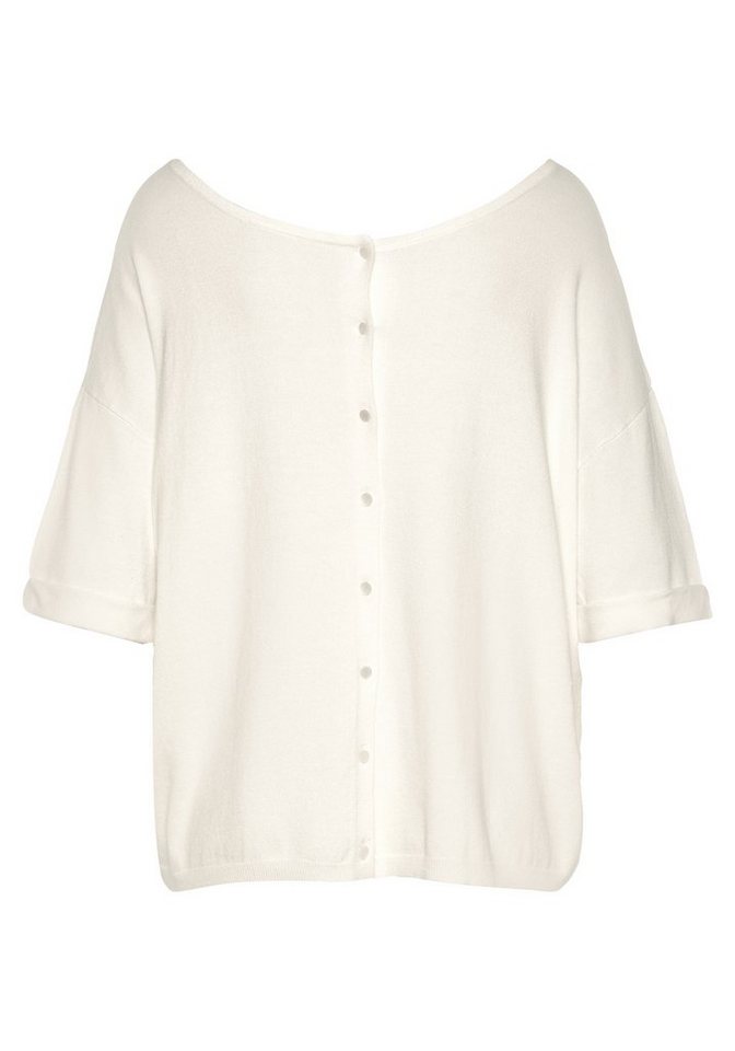 Vivance by Lascana Kurzarmpullover mit Knopfleiste, beidseitig tragbar Lässiger 3/4-Pullover, softe Feinstrickqualität, Strickshirt, casual – Bild 4 von 5