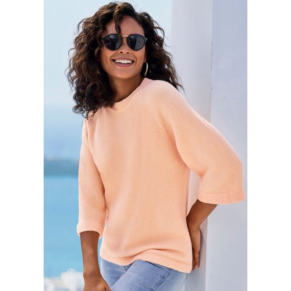 Vivance by Lascana Kurzarmpullover mit weiten Ärmeln lockere Passform, Rundhalspullover, weicher Strickpullover, Basic