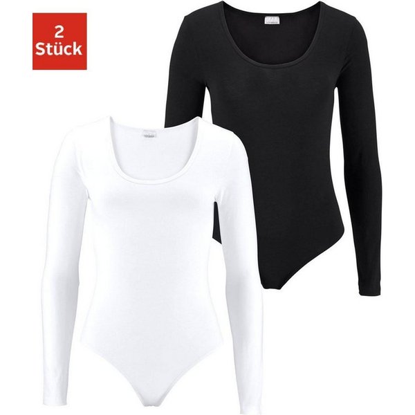 Vivance by Lascana Langarmbody (2er-Pack) aus elastischer Baumwoll-Qualität