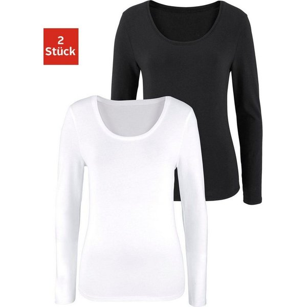 Vivance by Lascana Langarmshirt (2er-Pack) aus elastischer Baumwoll-Qualität, besonders weich
