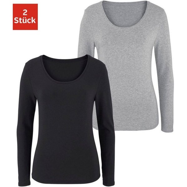 Vivance by Lascana Langarmshirt (2er-Pack) aus elastischer Baumwoll-Qualität, besonders weich
