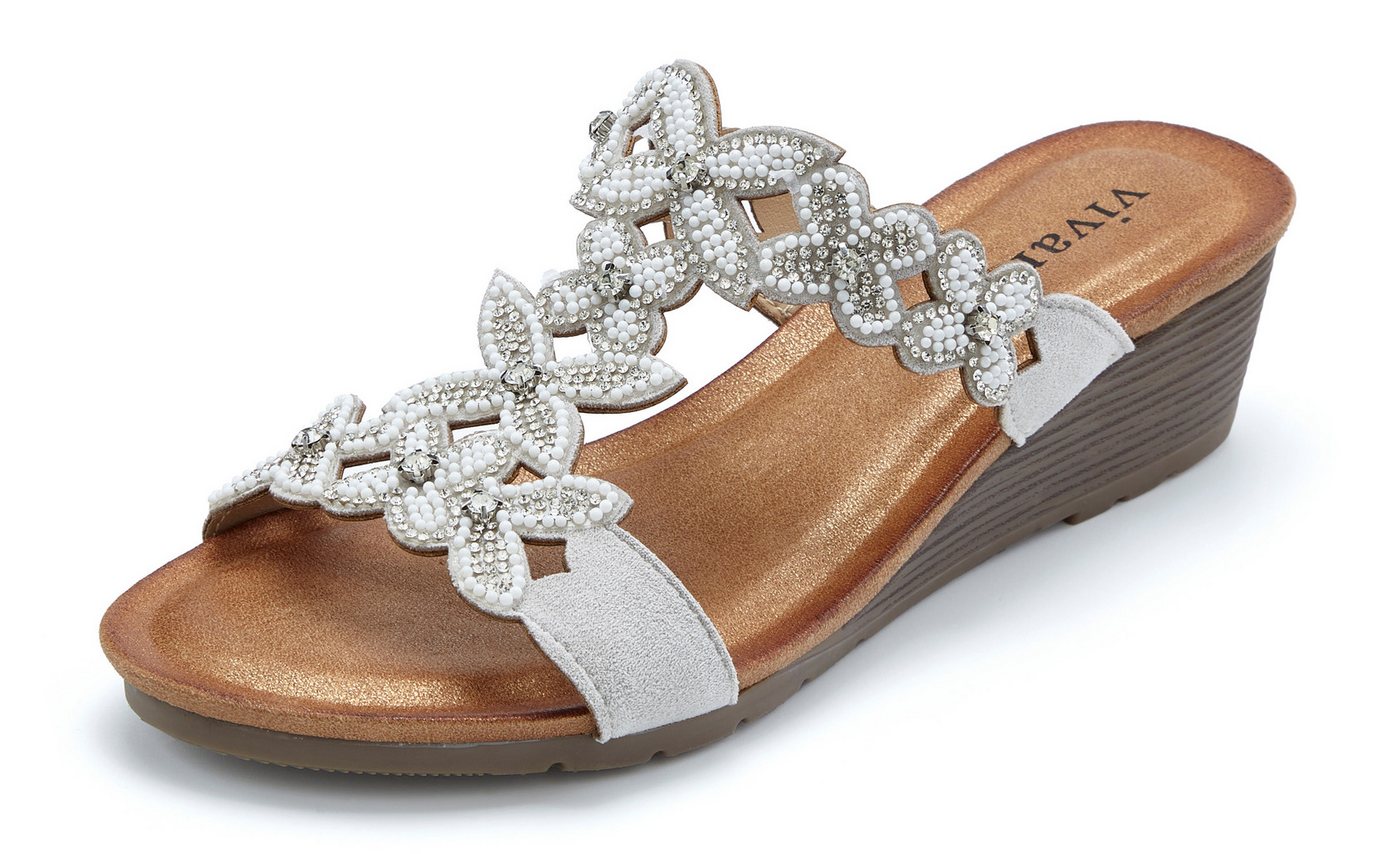 Vivance by Lascana Mule, Sommerschuh, Sandale, Pantolette mit Keilabsatz und modischen Glitzerdetails – Bild 3 von 5