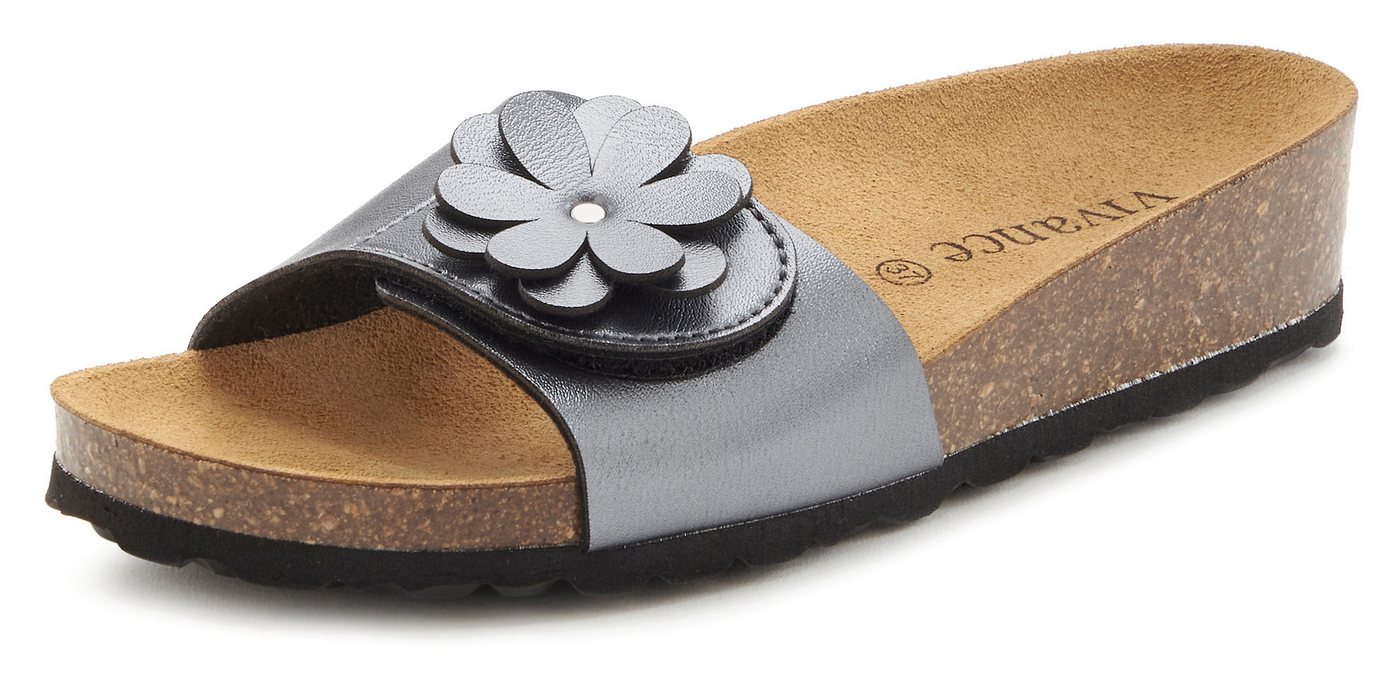 Vivance by Lascana Mule, Sandale, offener Schuh, Sommerschuh, Pantolette mit Komfortkorkfußbett aus Leder und dezentem Keilabsatz – Bild 2 von 5