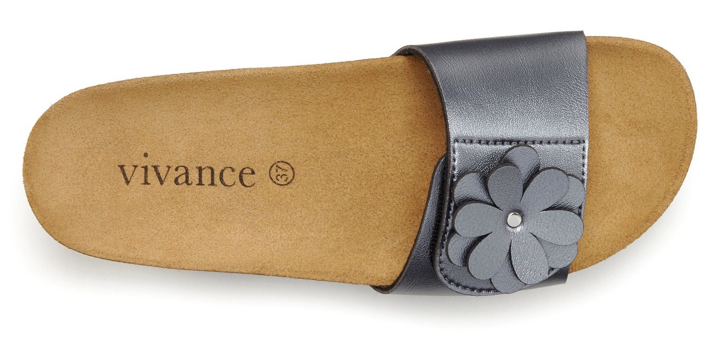 Vivance by Lascana Mule, Sandale, offener Schuh, Sommerschuh, Pantolette mit Komfortkorkfußbett aus Leder und dezentem Keilabsatz – Bild 3 von 5