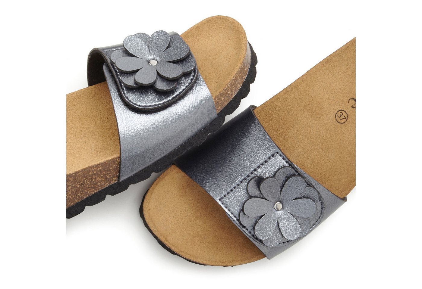 Vivance by Lascana Mule, Sandale, offener Schuh, Sommerschuh, Pantolette mit Komfortkorkfußbett aus Leder und dezentem Keilabsatz – Bild 4 von 5