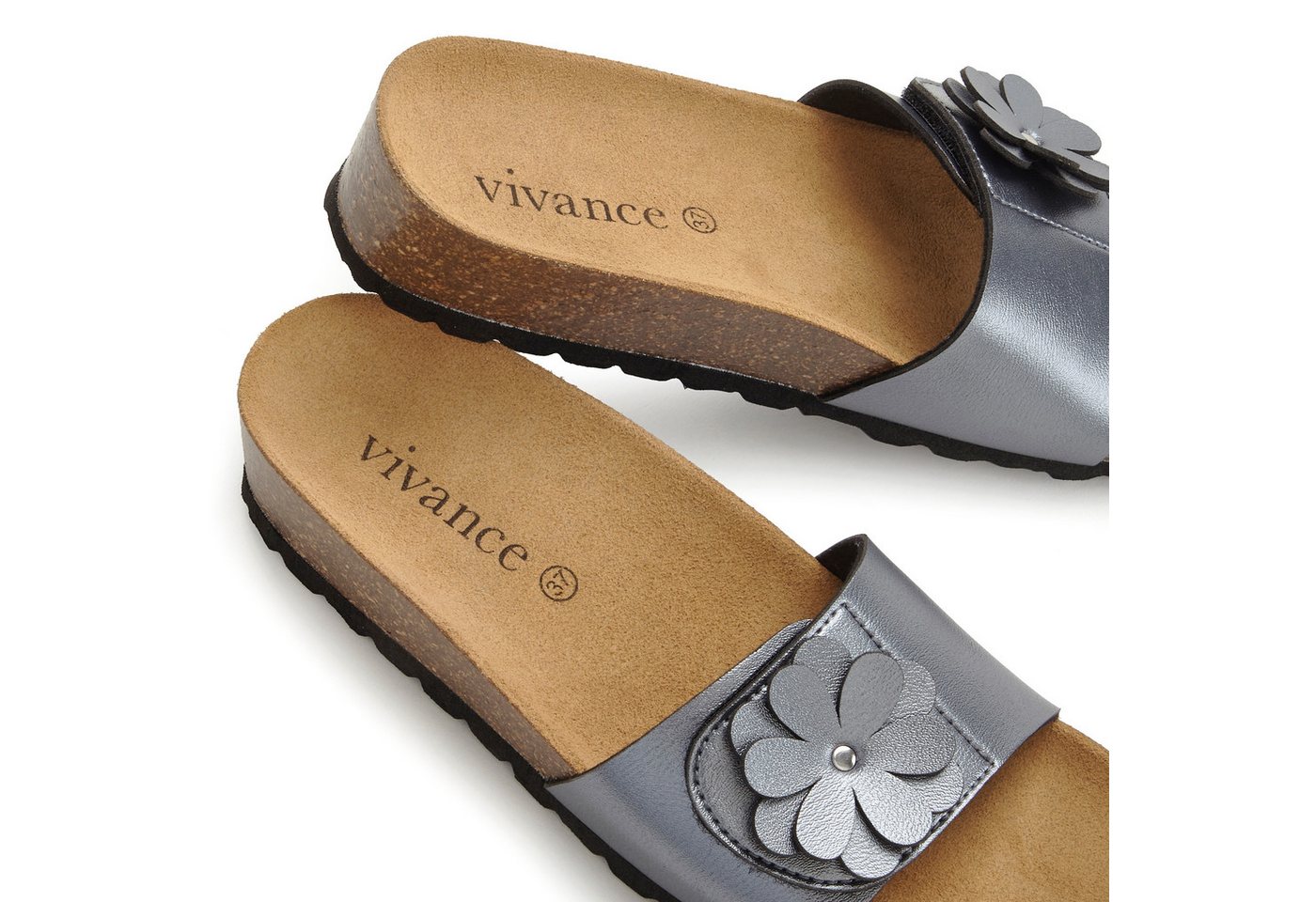 Vivance by Lascana Mule, Sandale, offener Schuh, Sommerschuh, Pantolette mit Komfortkorkfußbett aus Leder und dezentem Keilabsatz – Bild 5 von 5