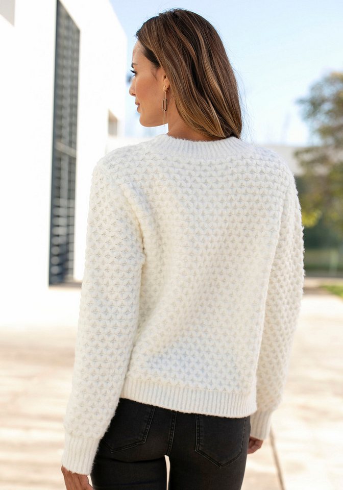 Vivance by Lascana Rundhalspullover mit besonderem Strickmuster kuscheliger Strickpullover, lockere Passform, warmer Pullover – Bild 3 von 5
