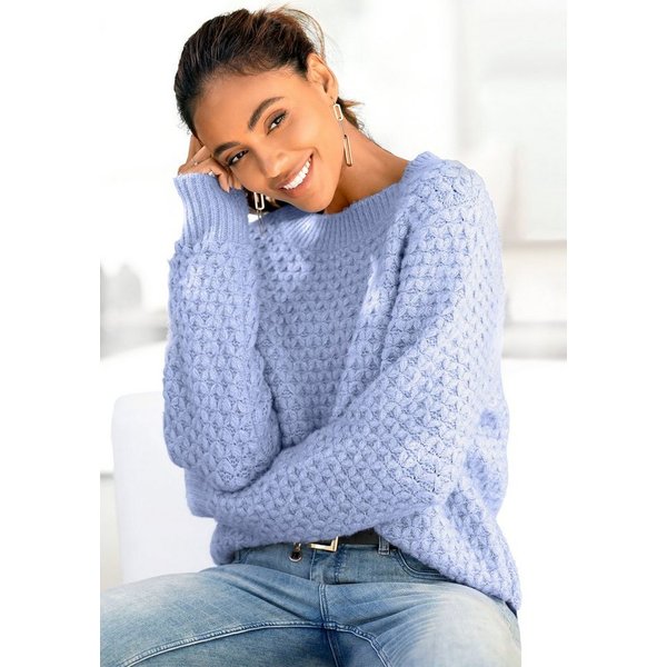 Vivance by Lascana Rundhalspullover mit besonderem Strickmuster kuscheliger Strickpullover, lockere Passform, warmer Pullover