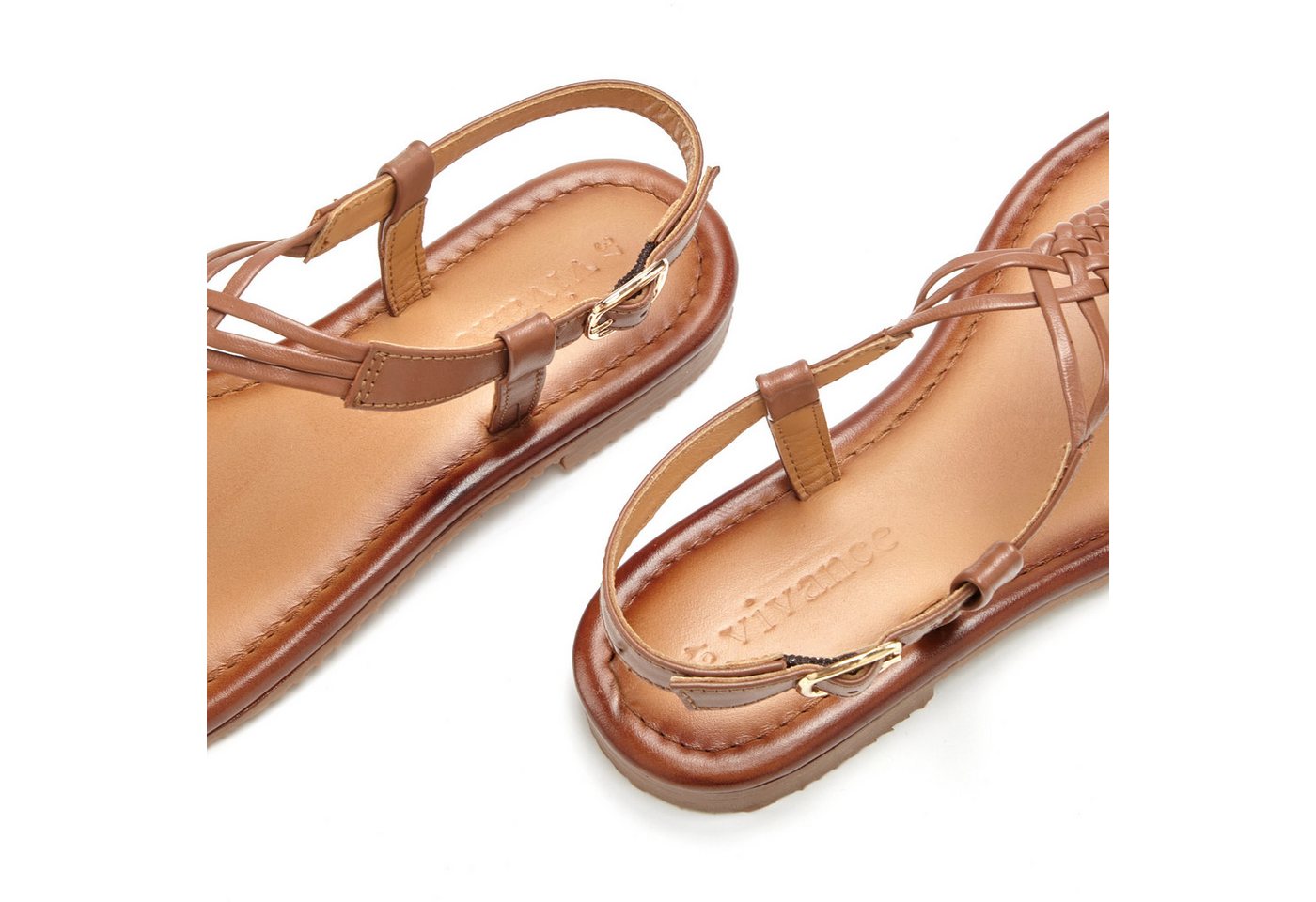 Vivance by Lascana Sandalette, Sommerschuh, Sandale, Ledersandale, Zehentrenner aus Leder mit Flecht-Optik – Bild 5 von 5