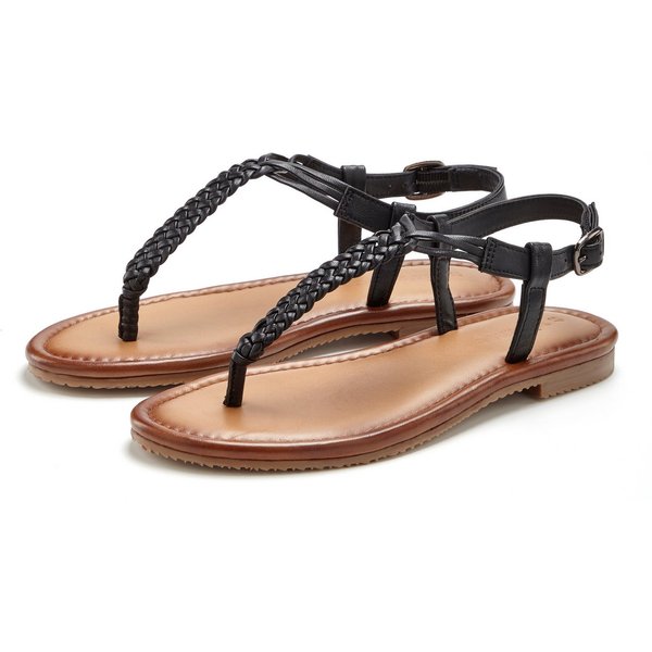 Vivance by Lascana Sandalette, Sommerschuh, Sandale, Ledersandale, Zehentrenner aus Leder mit Flecht-Optik