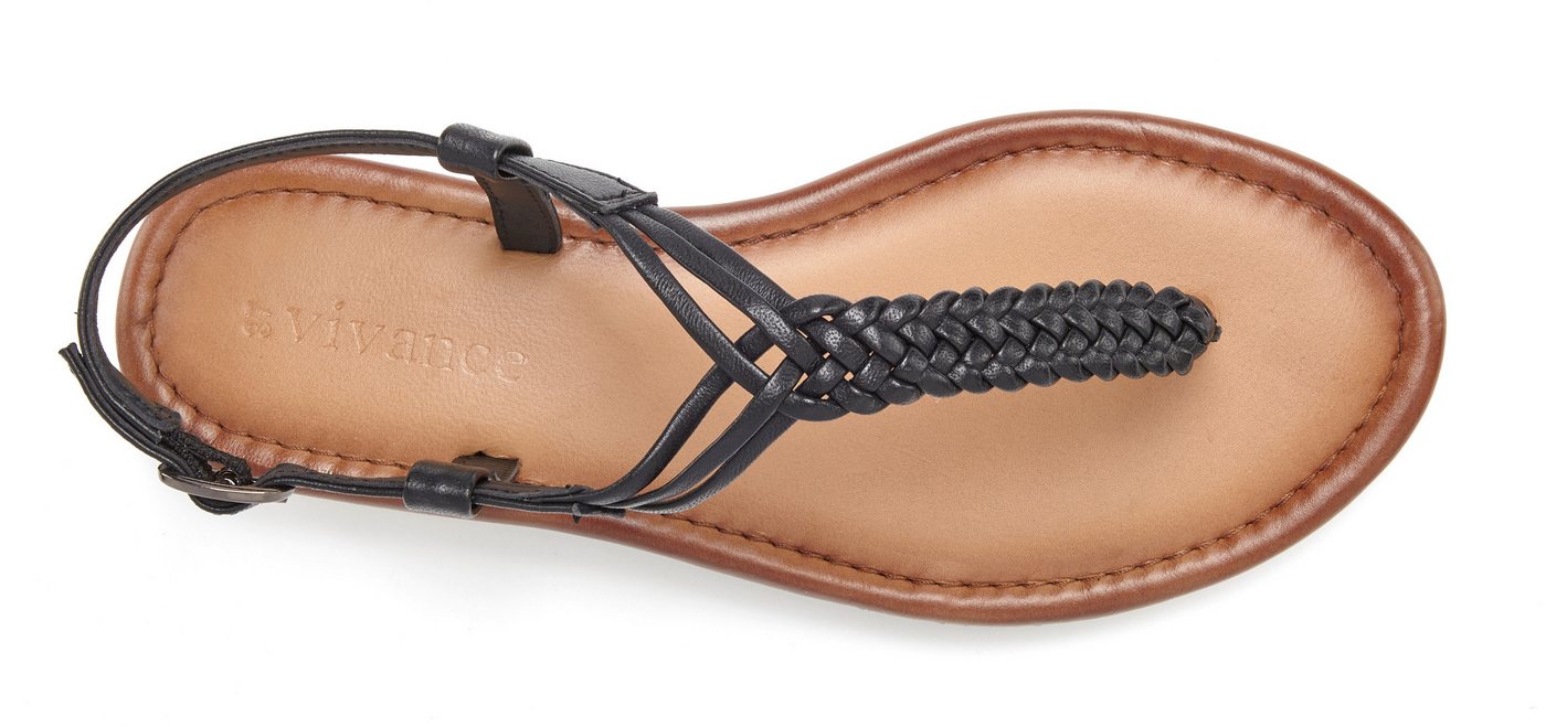 Vivance by Lascana Sandalette, Sommerschuh, Sandale, Ledersandale, Zehentrenner aus Leder mit Flecht-Optik – Bild 4 von 5