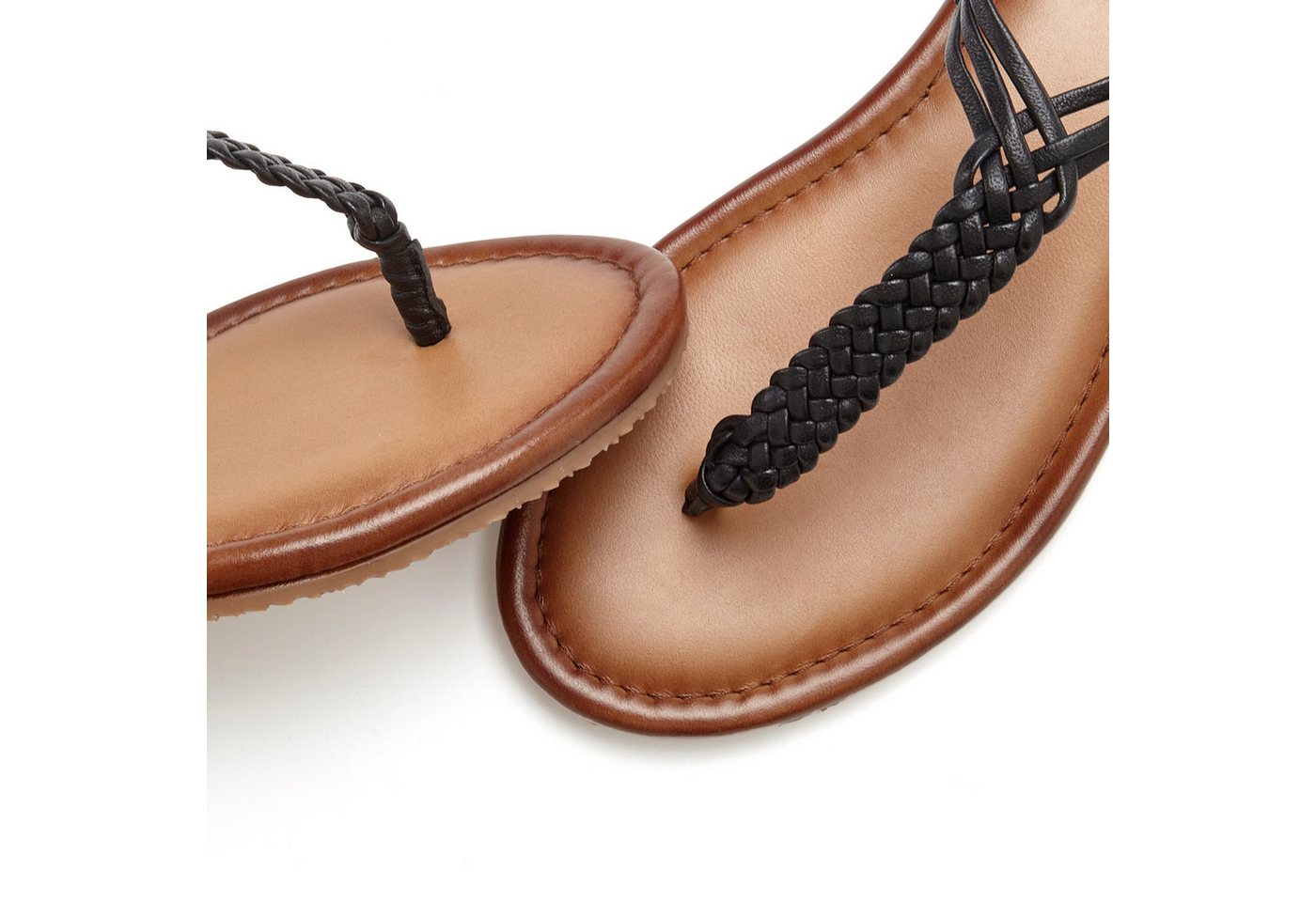 Vivance by Lascana Sandalette, Sommerschuh, Sandale, Ledersandale, Zehentrenner aus Leder mit Flecht-Optik – Bild 5 von 5