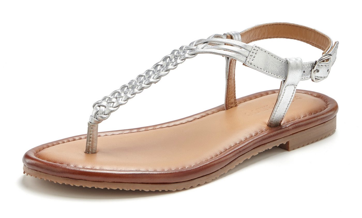 Vivance by Lascana Sandalette, Sommerschuh, Sandale, Ledersandale, Zehentrenner aus Leder mit Flecht-Optik – Bild 2 von 5
