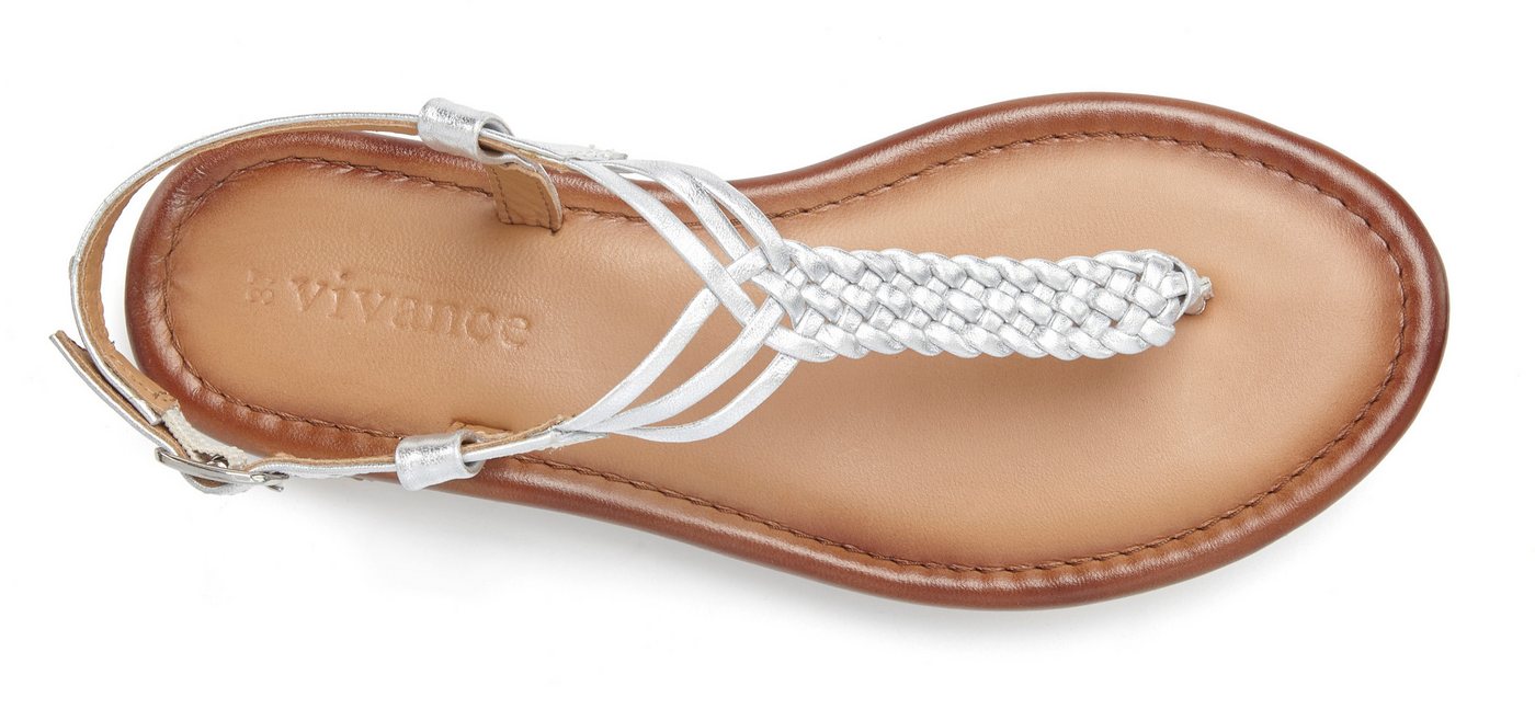 Vivance by Lascana Sandalette, Sommerschuh, Sandale, Ledersandale, Zehentrenner aus Leder mit Flecht-Optik – Bild 4 von 5