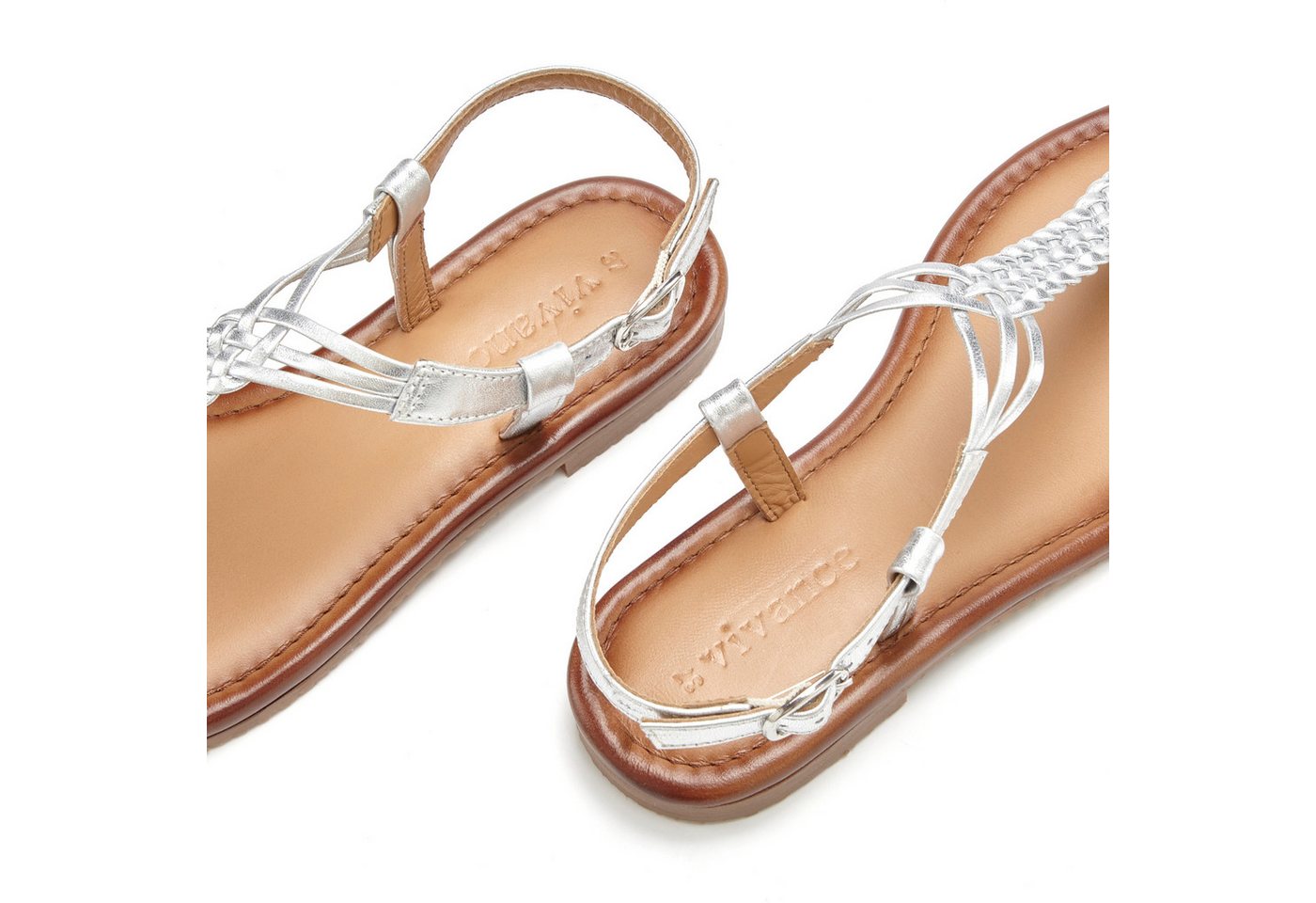 Vivance by Lascana Sandalette, Sommerschuh, Sandale, Ledersandale, Zehentrenner aus Leder mit Flecht-Optik – Bild 5 von 5
