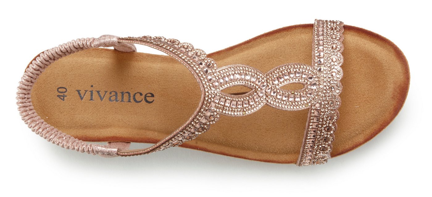 Vivance by Lascana Sommerschuh, offener Schuh, Sandale, Keilsandalette, Sandalette mit Glitzerdetails, Keilabsatz & elastischem Riemchen VEGAN – Bild 3 von 5