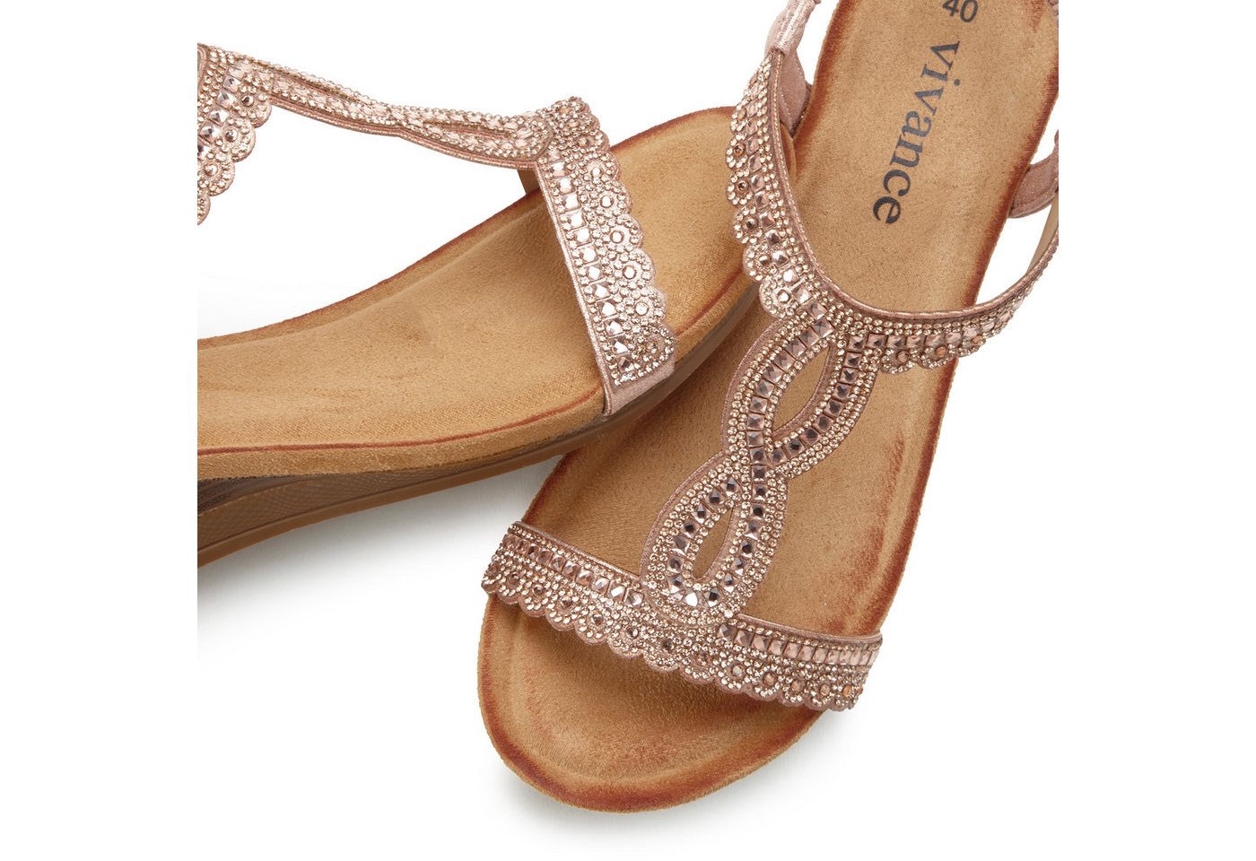 Vivance by Lascana Sommerschuh, offener Schuh, Sandale, Keilsandalette, Sandalette mit Glitzerdetails, Keilabsatz & elastischem Riemchen VEGAN – Bild 5 von 5