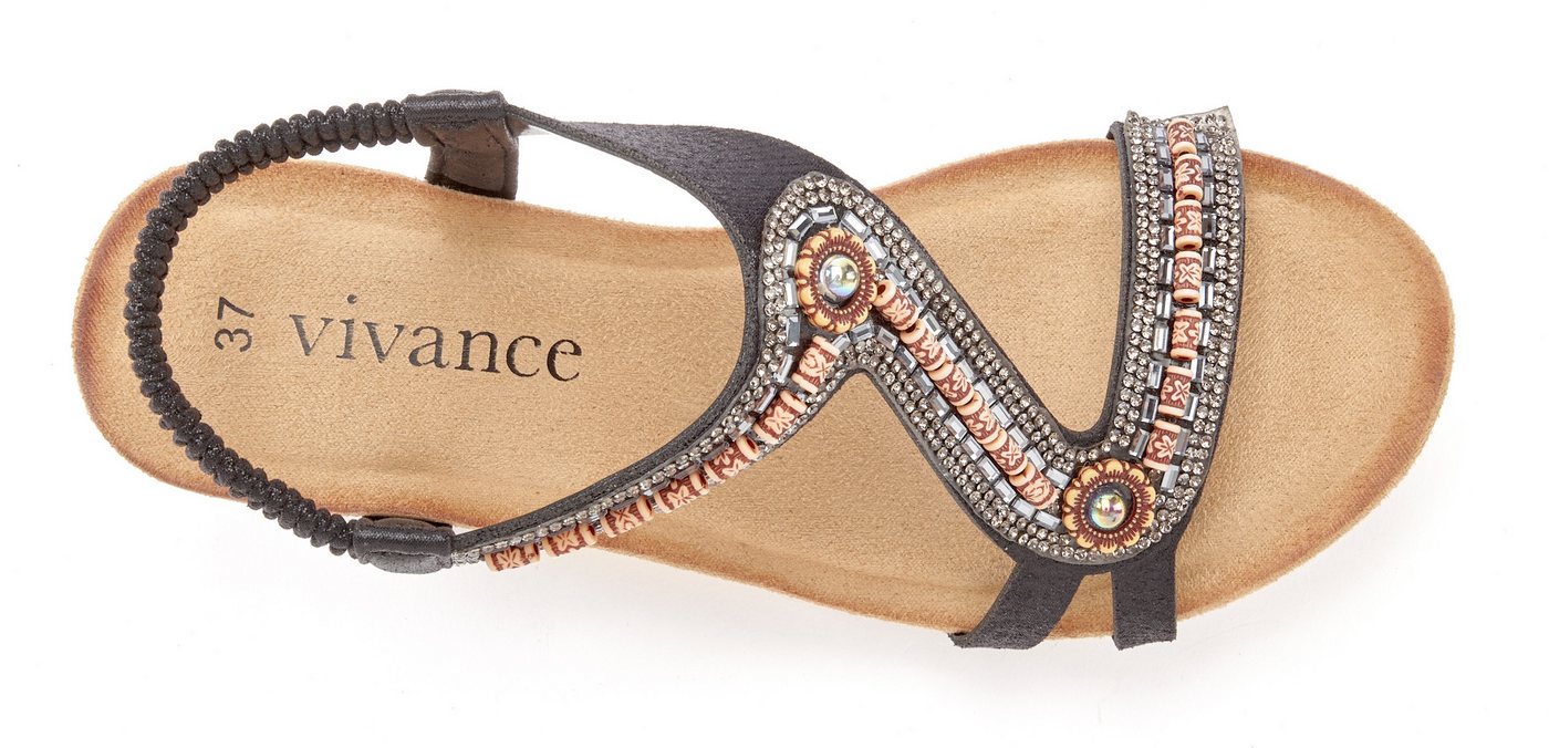 Vivance by Lascana Sommerschuh, offener Schuh, Sandale, Keilsandalette, Sandalette mit Glitzerdetails, Keilabsatz & elastischem Riemchen VEGAN – Bild 3 von 5
