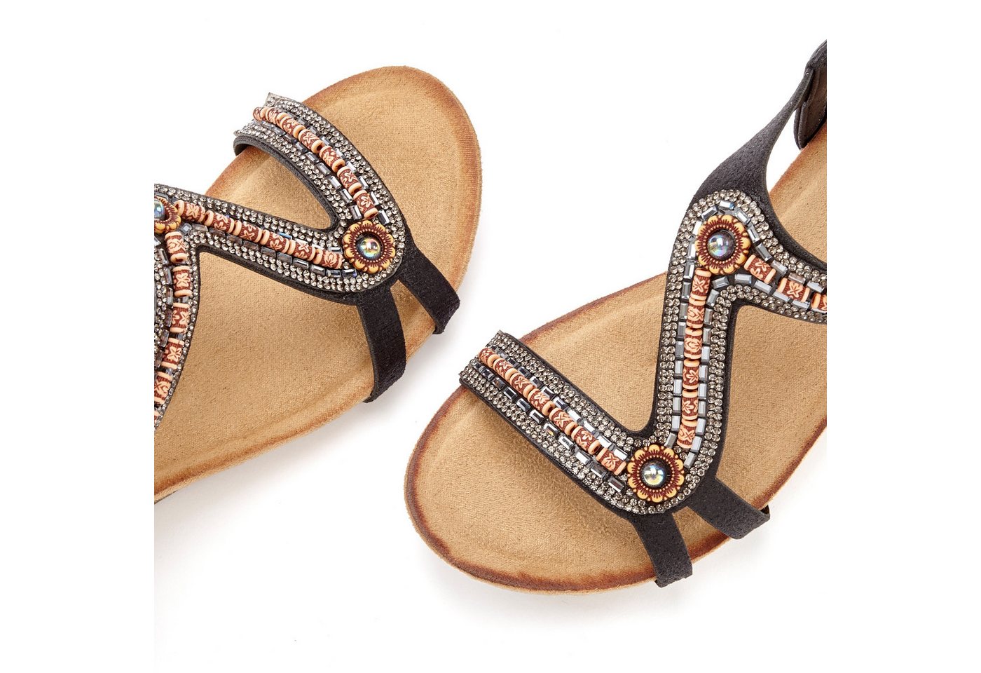 Vivance by Lascana Sommerschuh, offener Schuh, Sandale, Keilsandalette, Sandalette mit Glitzerdetails, Keilabsatz & elastischem Riemchen VEGAN – Bild 4 von 5