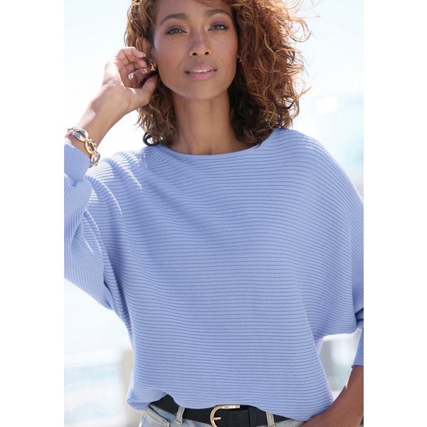 Vivance by Lascana Strickpullover mit U-Boot-Ausschnitt Rippstrickpullover mit Fledermausärmeln, supersofter Strick, Oversize