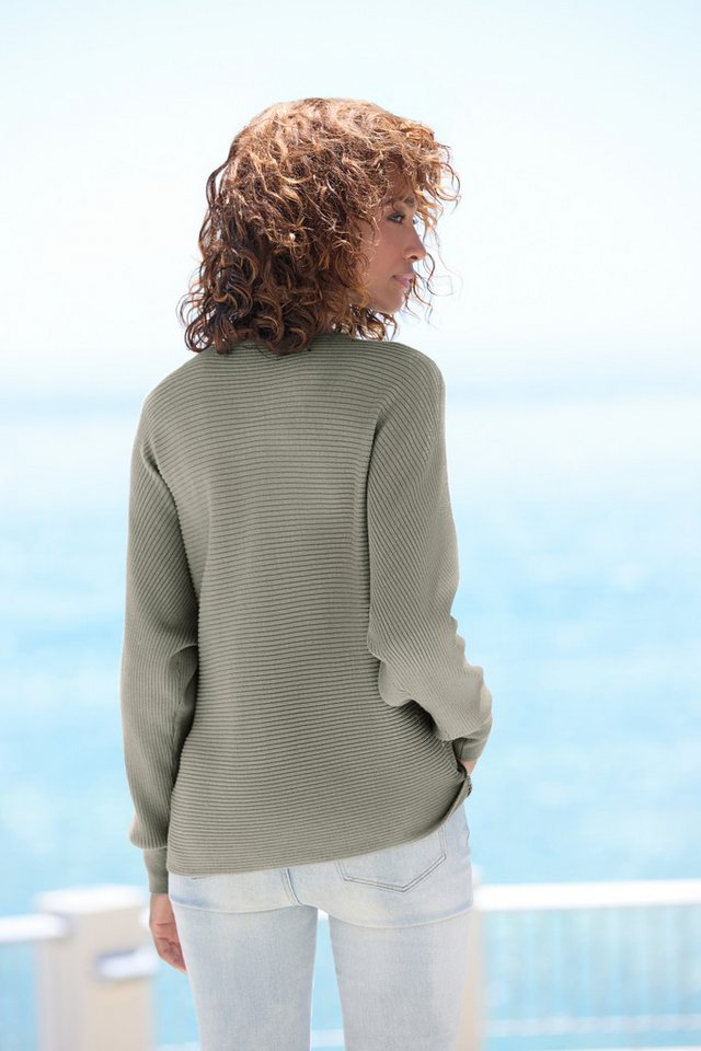 Vivance by Lascana Strickpullover mit U-Boot-Ausschnitt Rippstrickpullover mit Fledermausärmeln, supersofter Strick, Oversize – Bild 3 von 5